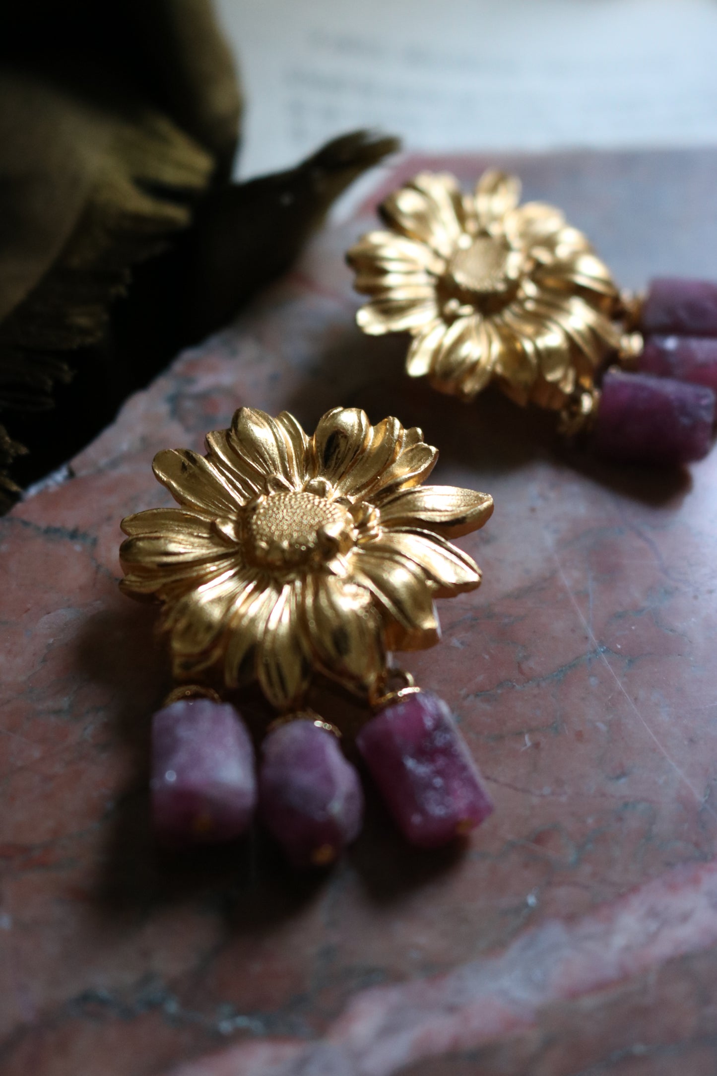 Flora Earrings - pink tourmaline