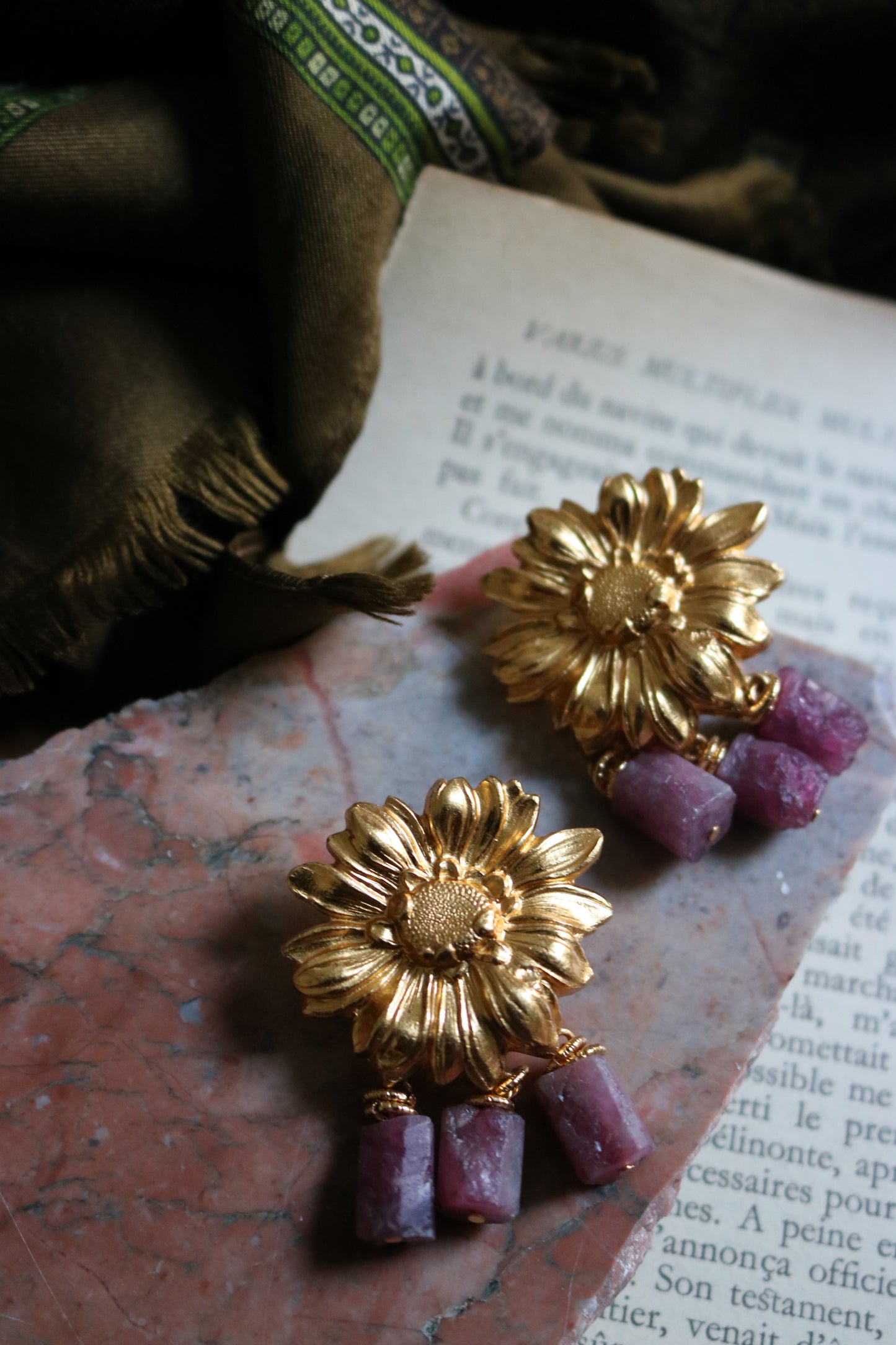 Flora Earrings - pink tourmaline